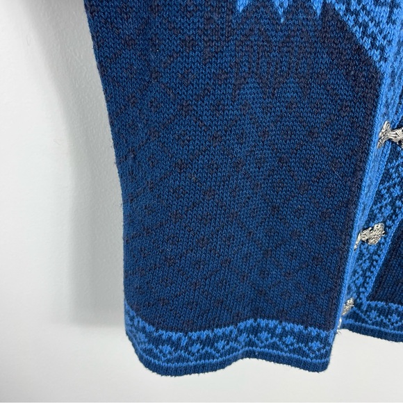 Norlender Classic Wool Blend Chunky Knit Cardigan Sweater Size Small Blue - Picture 4 of 6